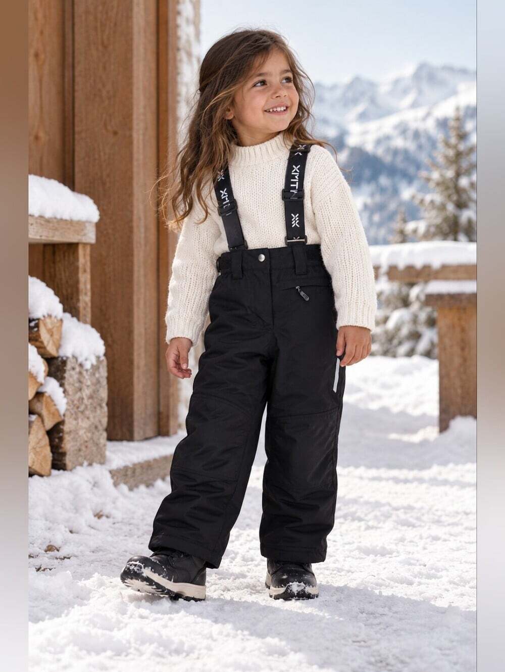 XMTN Kids Black Insulated Snow Pants Ski Bib Overalls Size 4 Winter